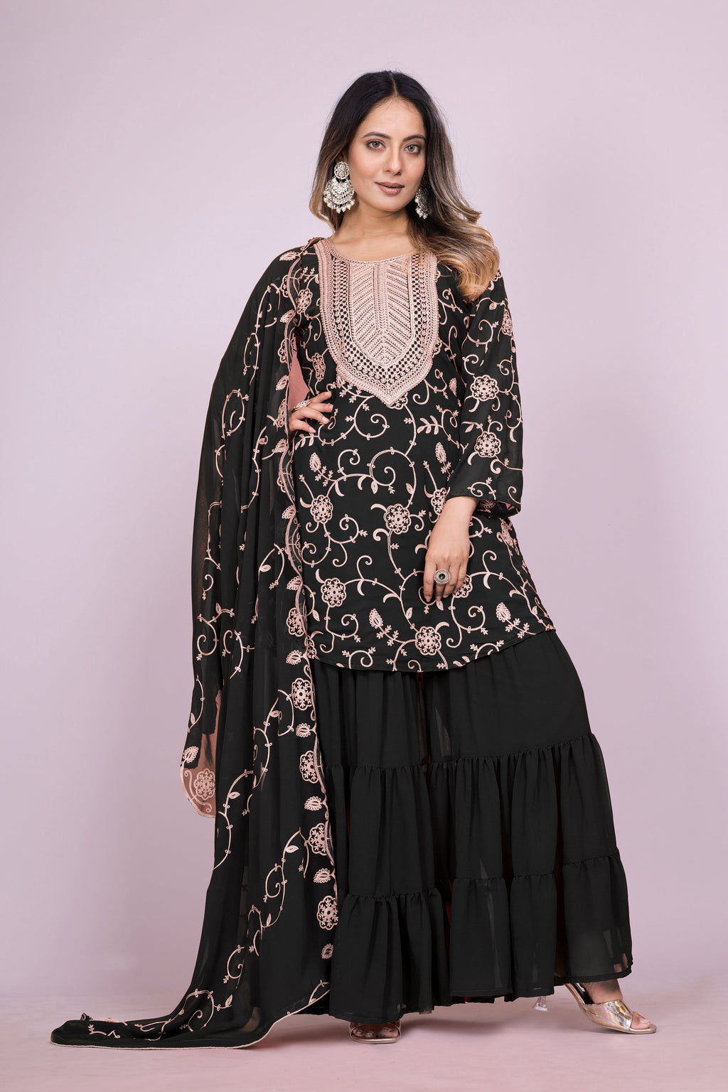 Lehenga Mart Designer Sharara Suit for women - Black