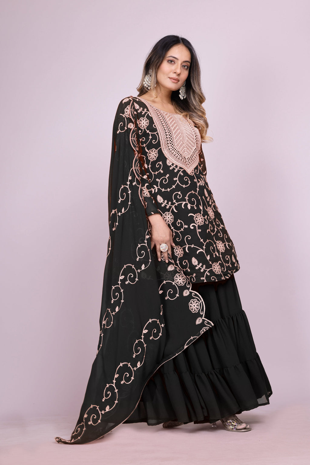 Lehenga Mart Designer Sharara Suit for women - Black