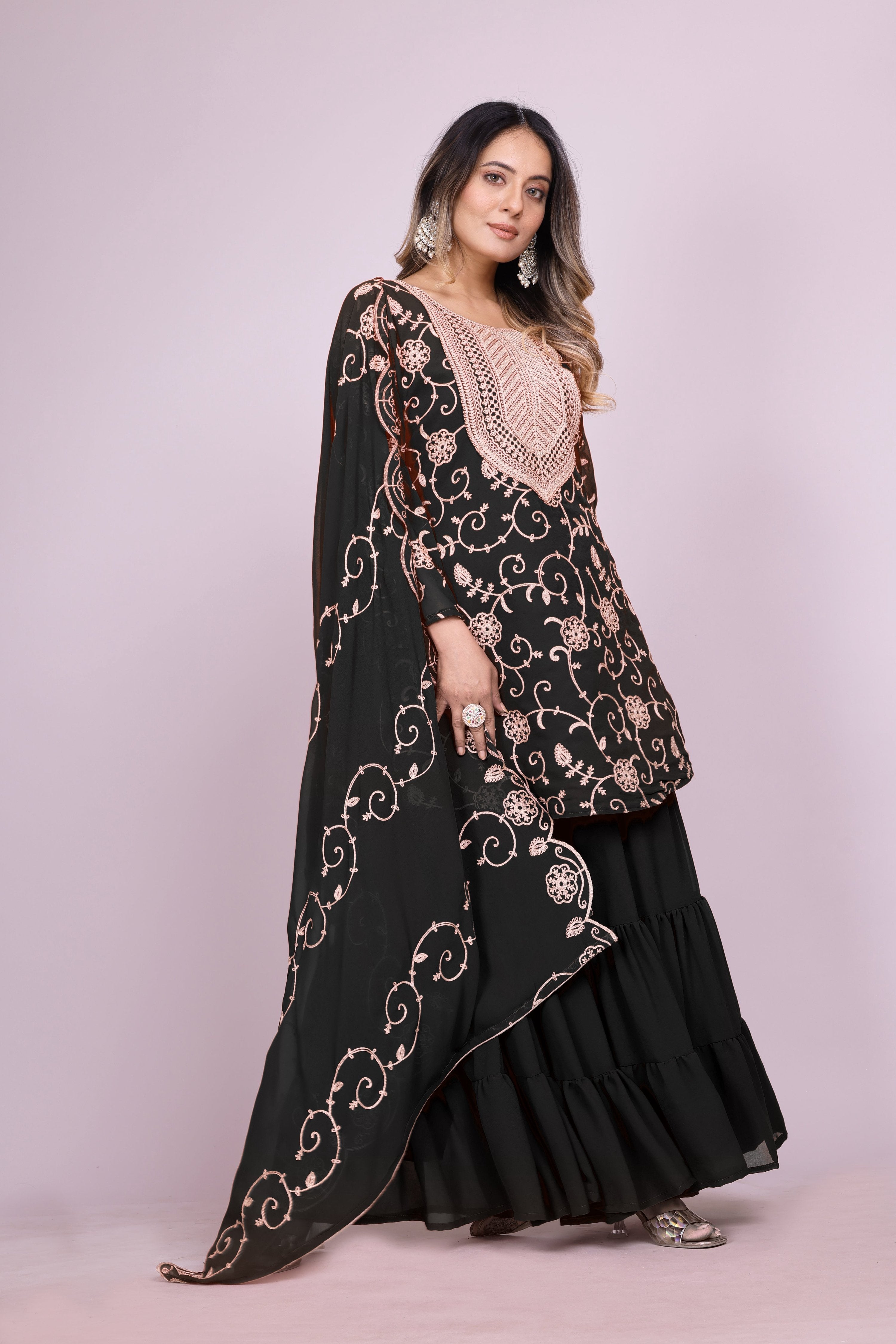 Lehenga Mart Designer Sharara Suit for women - Black
