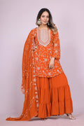 Lehenga Mart Designer Sharara Suit for women - Orange