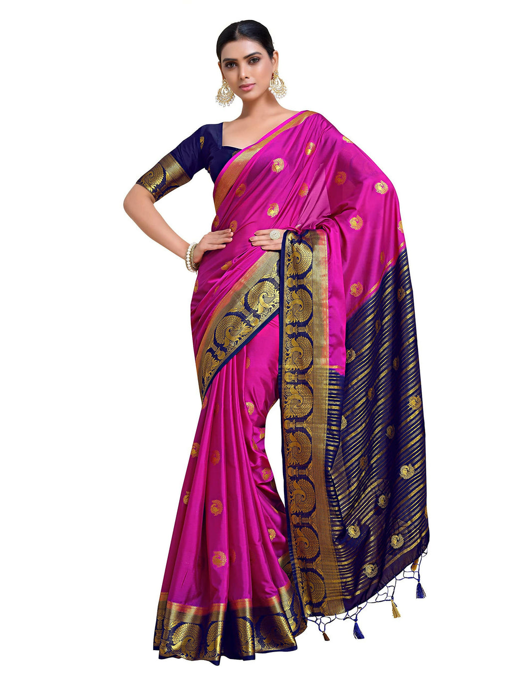Mimosa Women's Pink Mysore Silk Crepe Saree