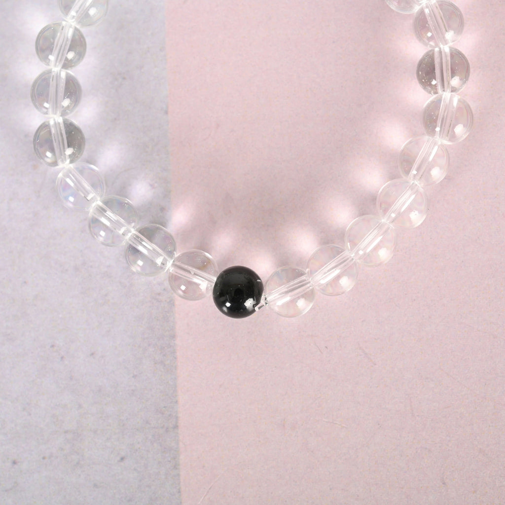 NVR Men & Women Transparent Beaded Elasticated Bracelet