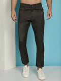 Indian Needle Men's Olive Green Solid Cotton Casual Trouser