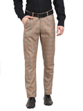 Jainish Men's Brown Cotton Checked Formal Trousers ( FGP 267Brown )