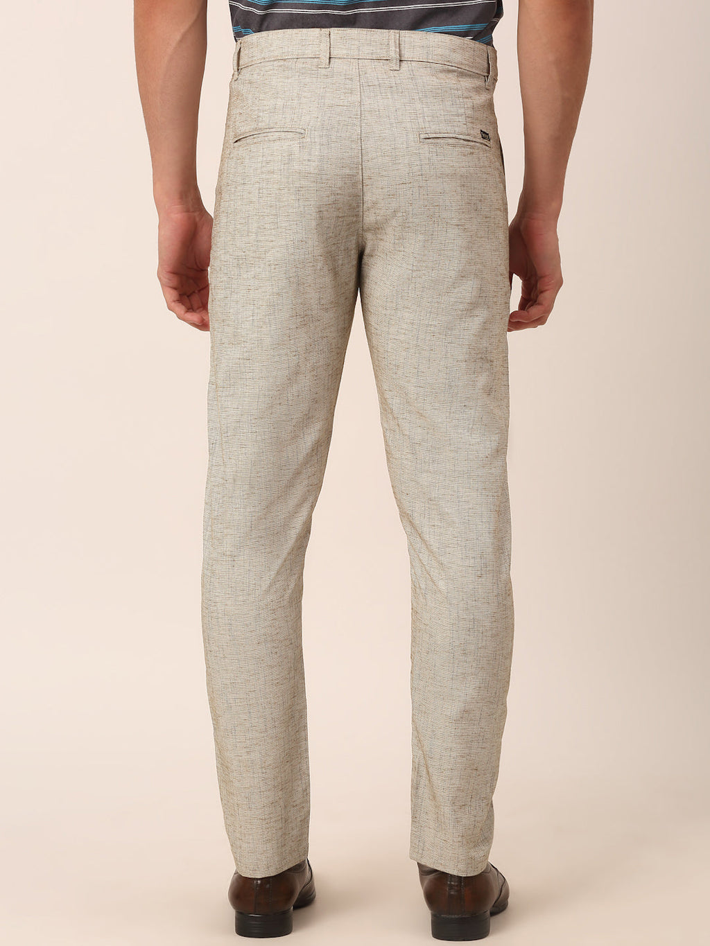 Jainish Men's Beige Linan Cotton Formal Trousers ( FGP 273 Beige )