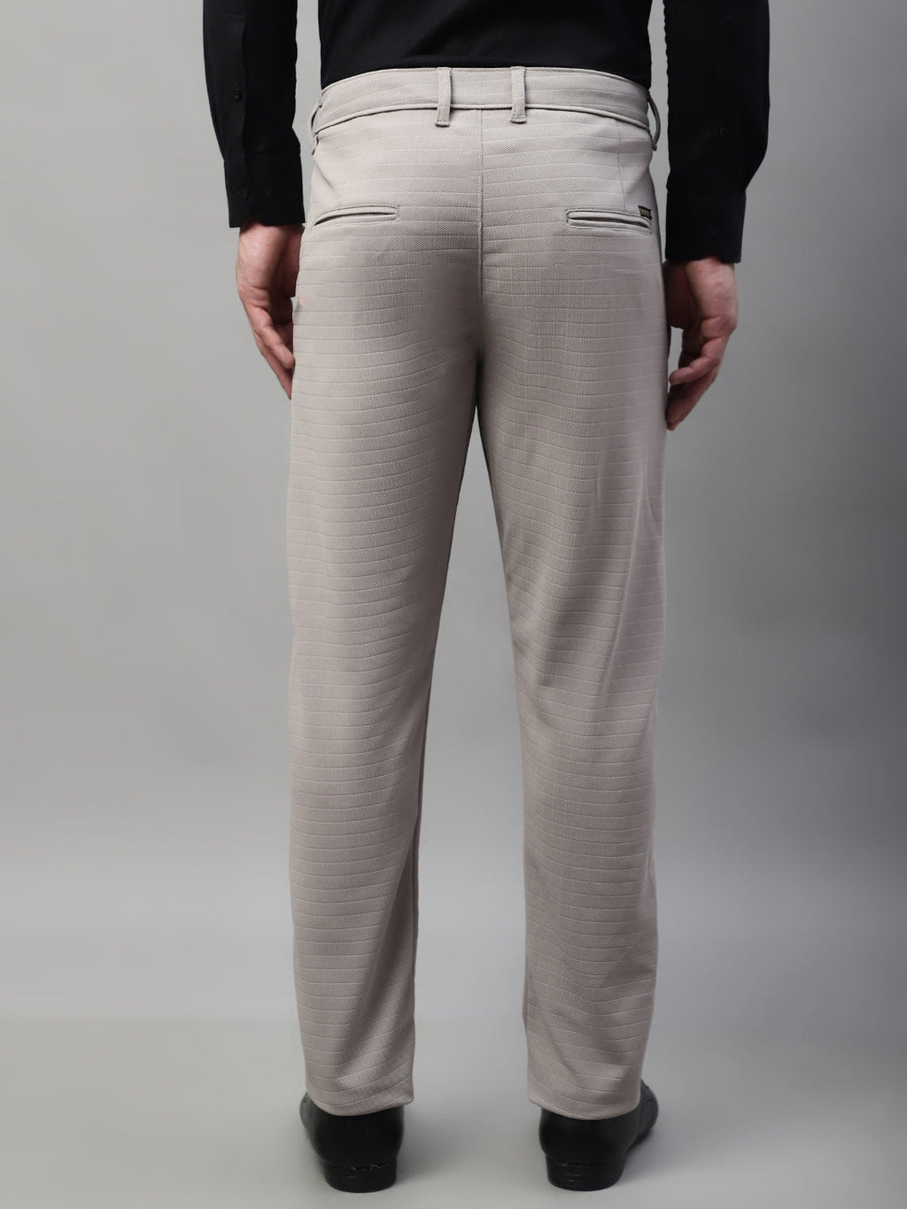 Jainish Men's Light Grey Tapered Fit Formal Trousers
