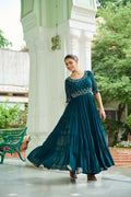 Teeya Creation Rama Color Faux Georgette Hand Embroidery Work Party Wear Gown