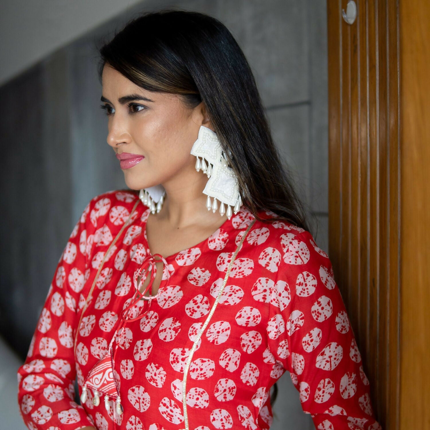 Jyoti Fashion Women's Red Pure Muslin Heavy Digital Printed Kurta Pant Set