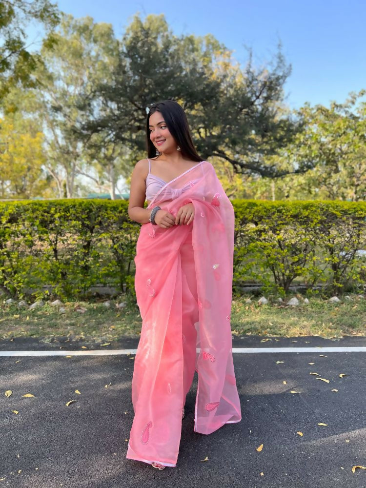Vamsee Samriddhi Pink Organza Saree