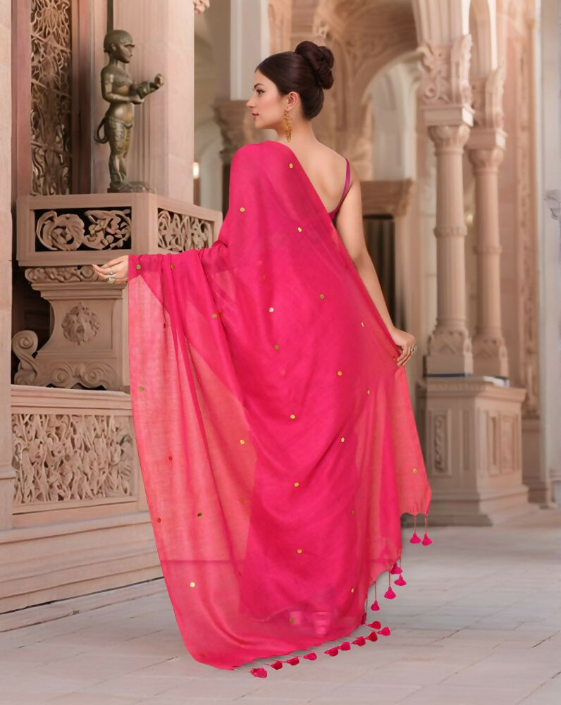 Joban Fashion Women Magenta Pink Trendy Cotton Saree