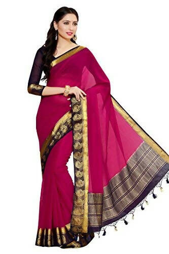 Mimosa Women's Dark Pink Banarasi Chiffon Saree