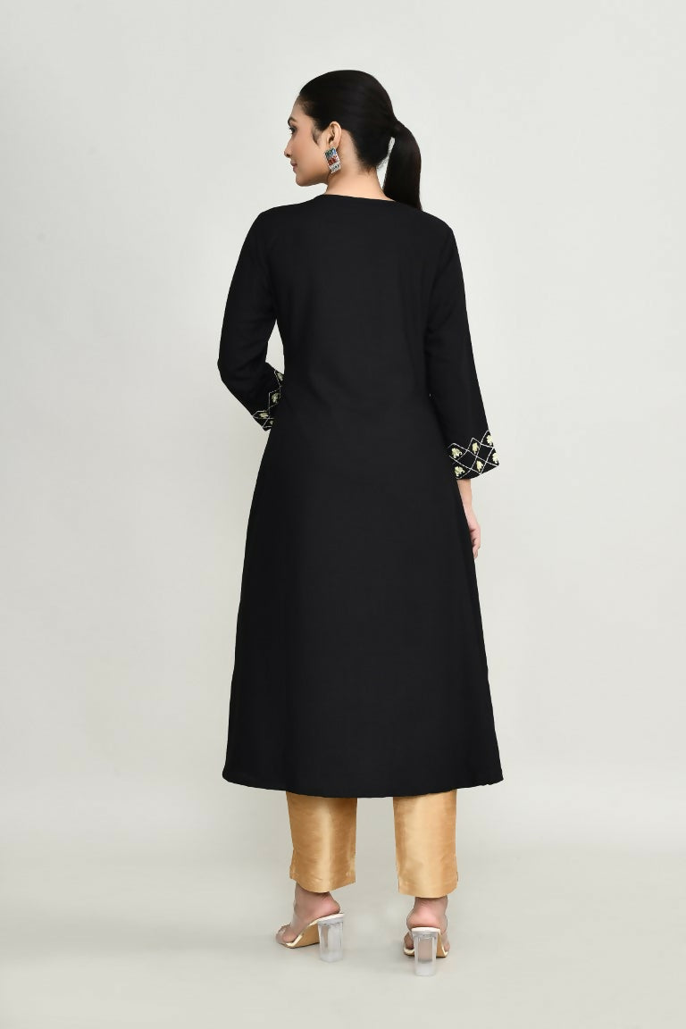 Joban Fashion Black Rayon Kurta Set
