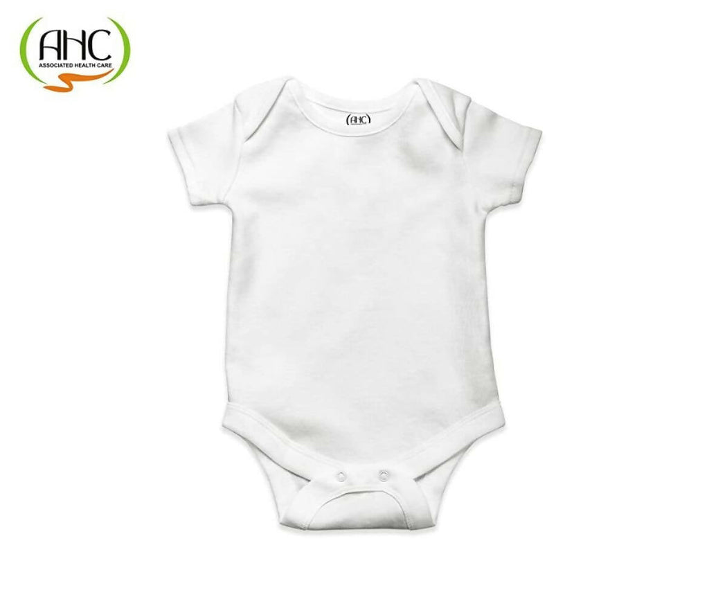 AHC Soft Cotton Short-Sleeve Bodysuits Solid Onesies New Born Infant Dress - Grey/Blue/Green/Pink/Yellow