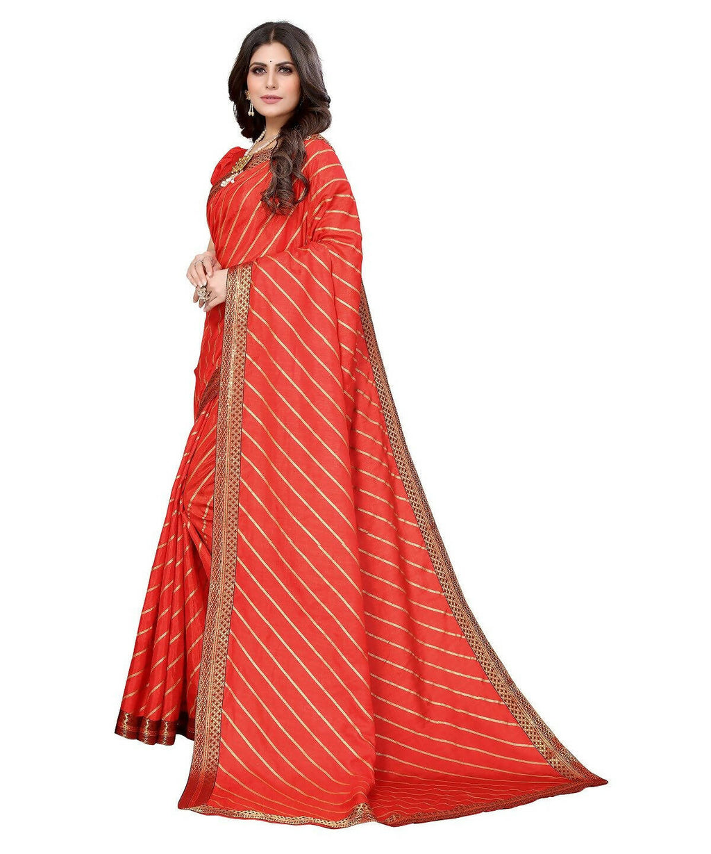 Vamika Dola Silk Red Lace Border Bollywood Style Saree (SUCHI RED)