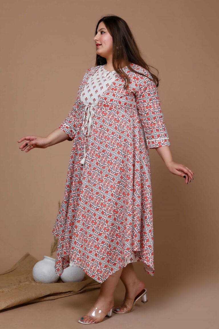 Miravan Women's Cotton Floral Printed Kurta With Jacket