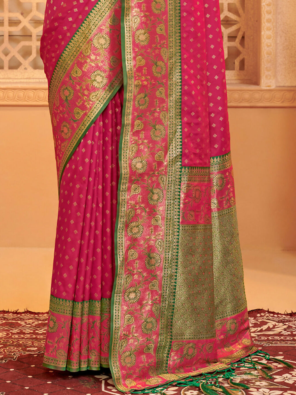 Shree Shyam Fashion Silk Blend Dark Pink Saree