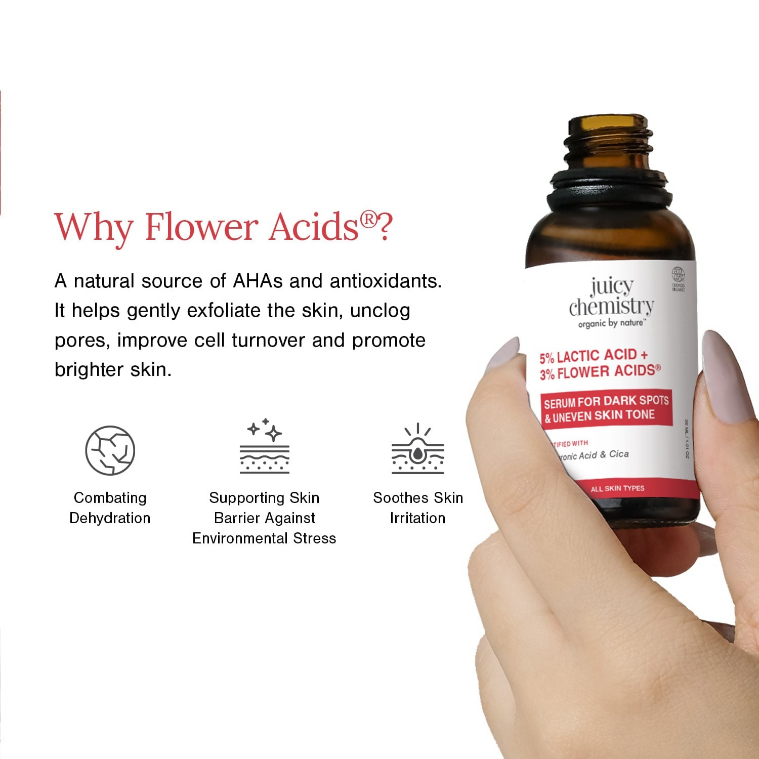 Juicy Chemistry 5% Lactic Acid + 3% Flower Acids Face Serum