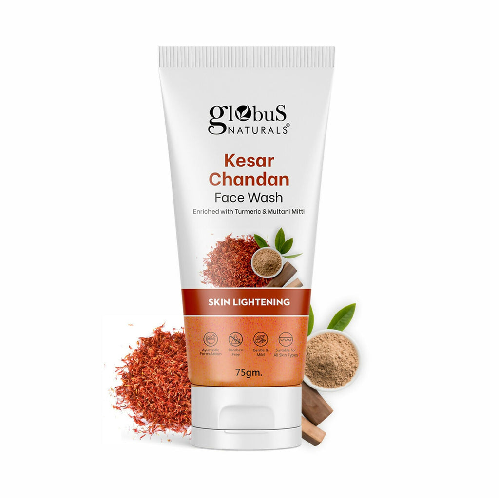 Globus Naturals Kesar Chandan Skin Lightening & Tan Removal Face wash, Suitable For All Skin Types