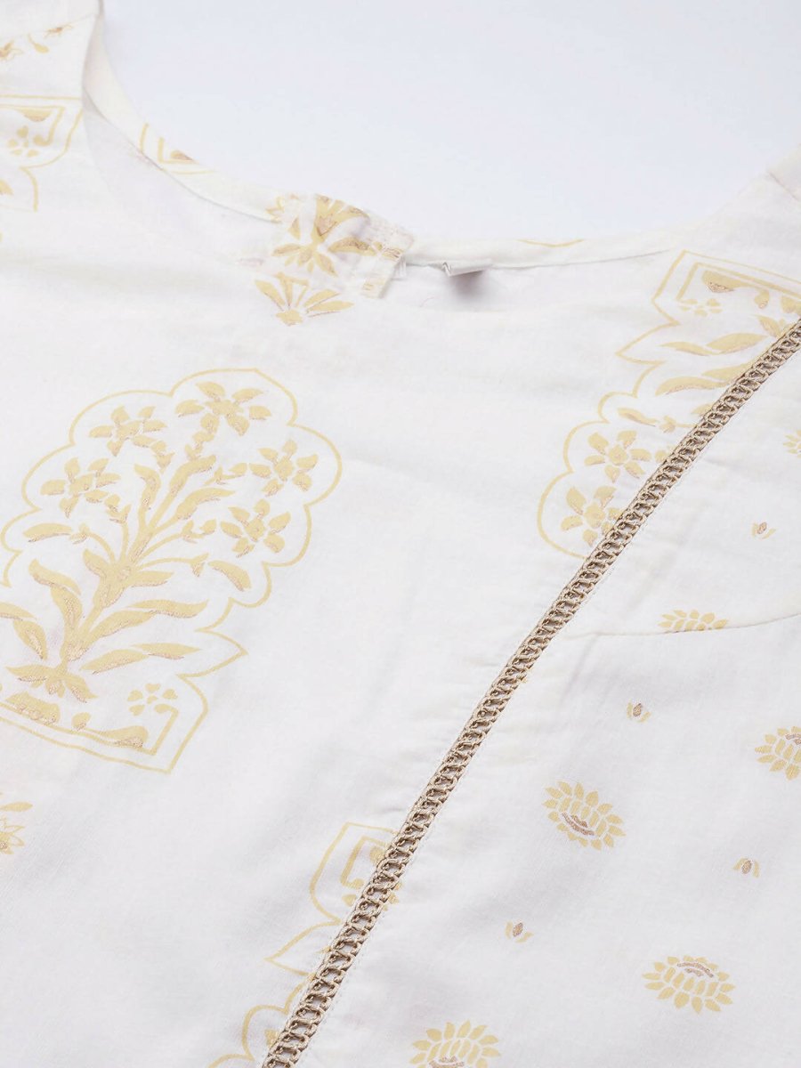 Ahalyaa Off White Printed Basic Jumpsuit