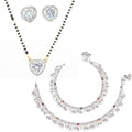 AanyaCentric Gold-Polished Mangalsutra Pendant Earring Set & Silver Plated Anklet