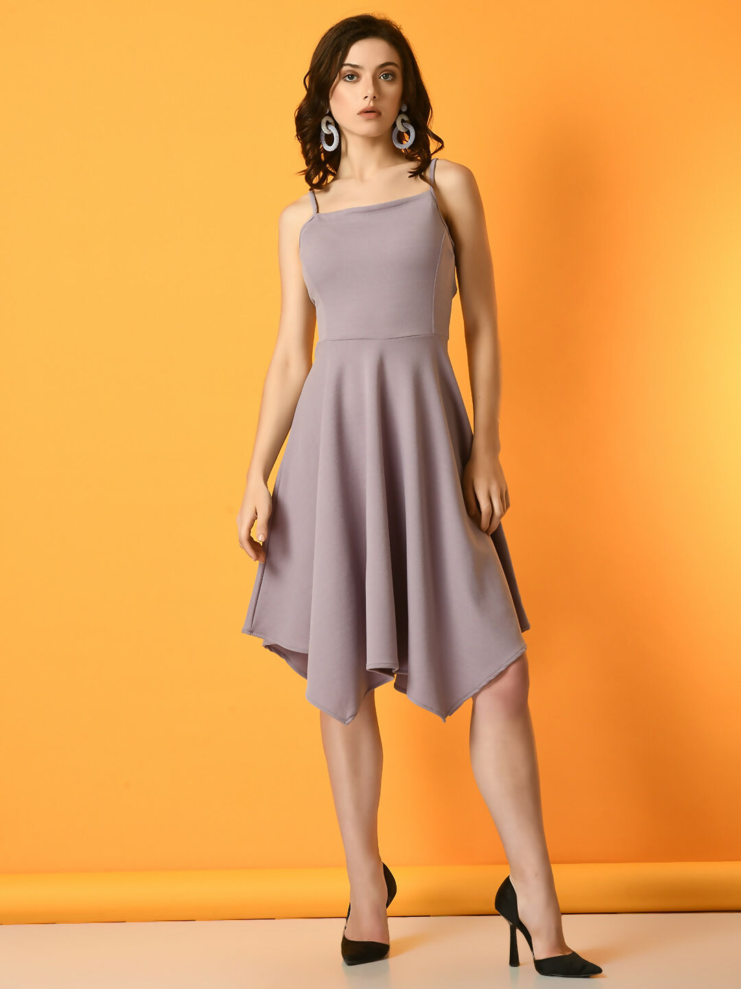Myshka Women's Lavender Solid Party Dress