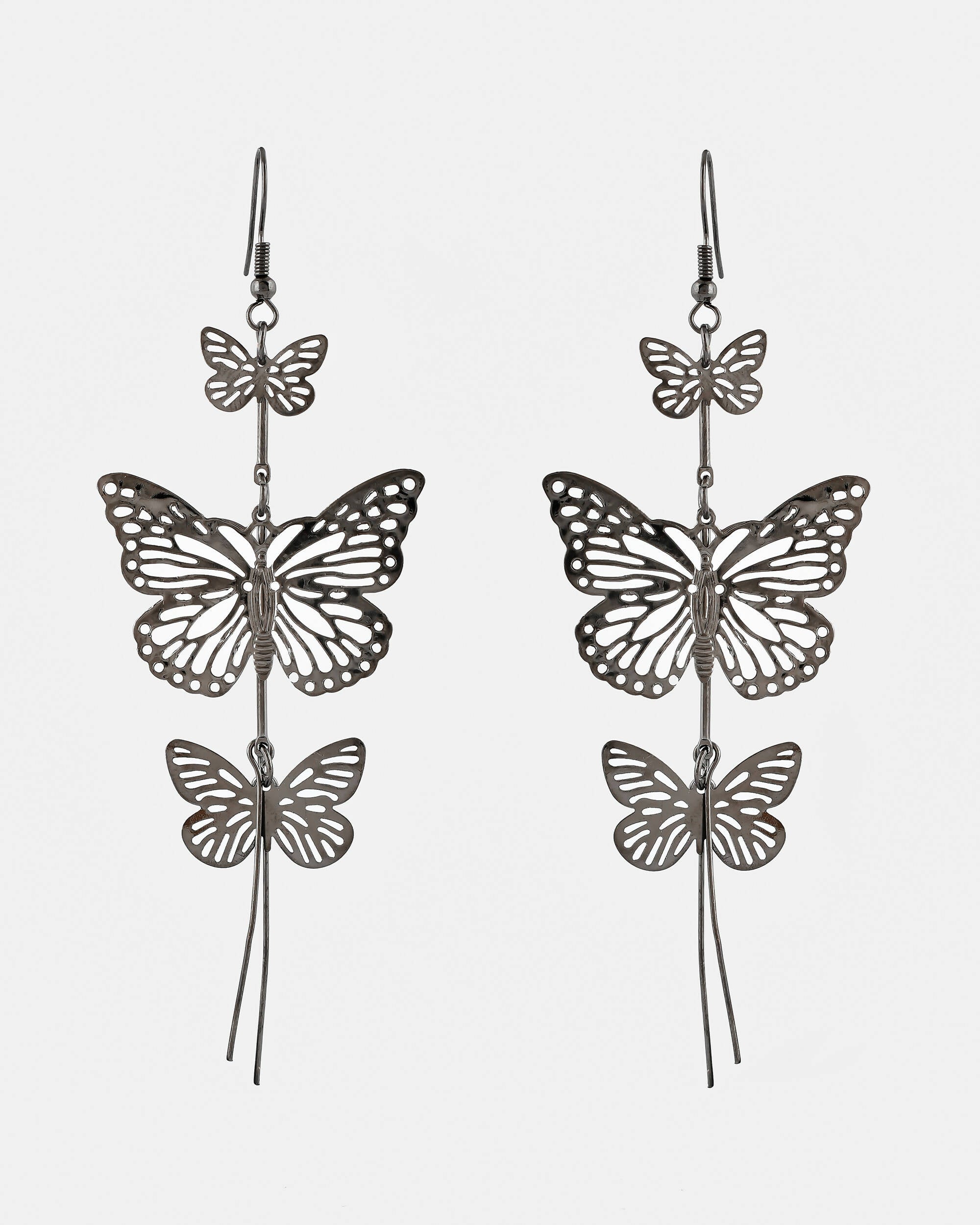 VOJ Women Rhodium-Plated Butterfly style Stainless Steel Drops & Danglers Earrings