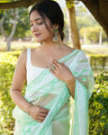 Vamsee Kamal Sea Green Organza Saree