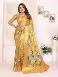 Joban Fashion Golden Cranes Patterns Banarasi Silk Sarees