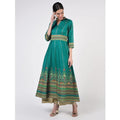 Cheera Women's Hand Block Print Ghagra Style Anarkali Kurta (CH038K)