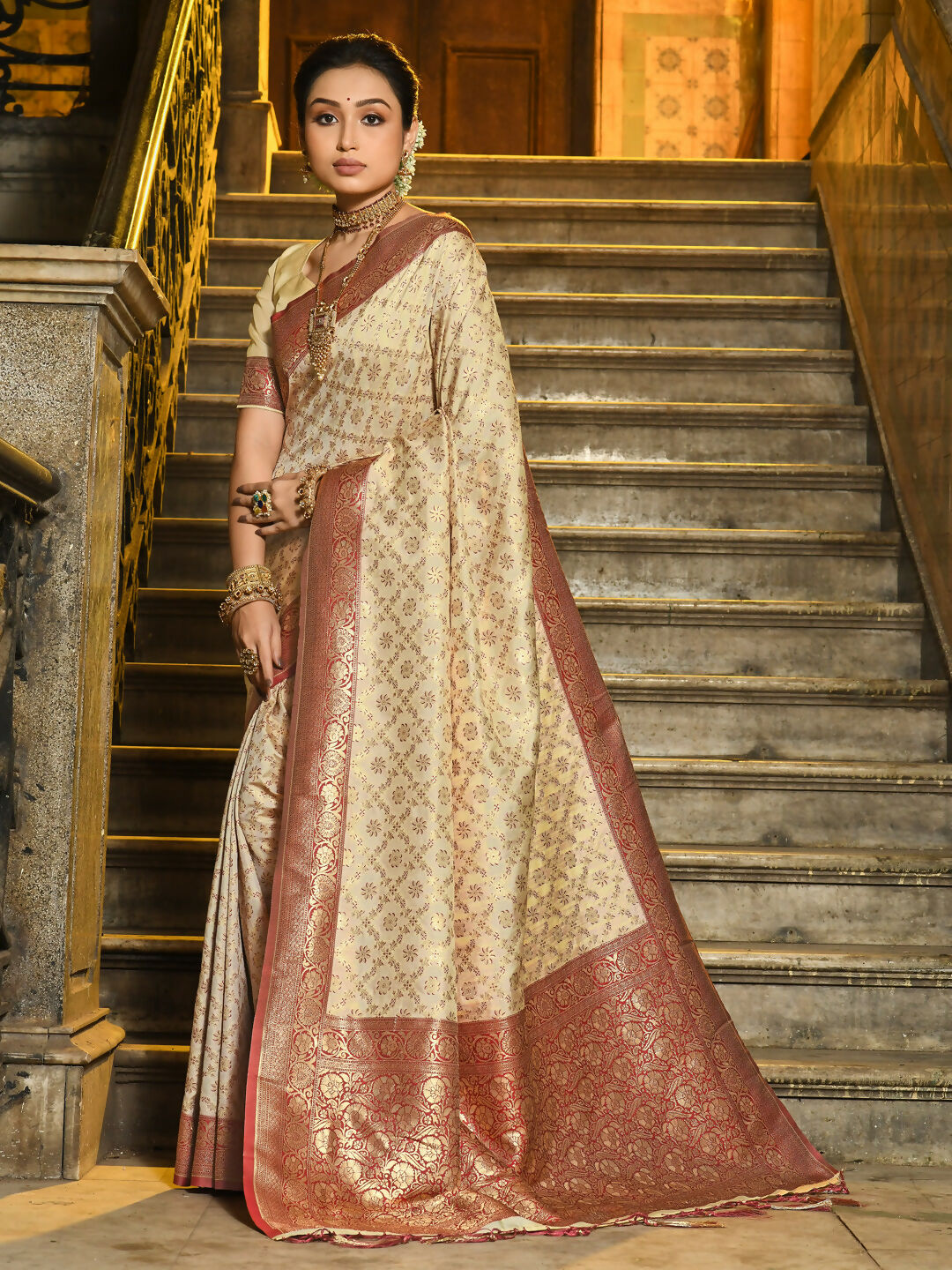 Shree Shyam Fashion Rajvastra Maroon Banarasi Silk Saree