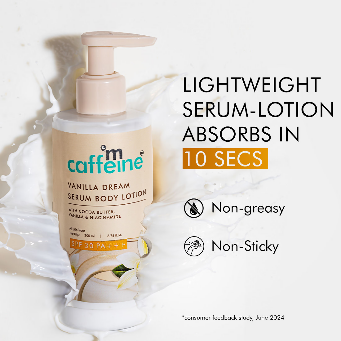 mCaffeine Vanilla Dream Serum Body Lotion SPF 30 PA+++ For 72 hrs Deep Moisturization