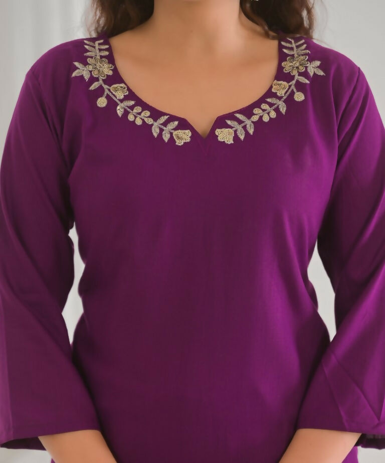 Festive Ethnic Viscose Rayon Purple Stitched Suit With Dupatta - Rashmika