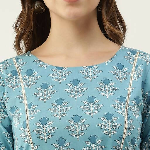 FIORRA Women's Sky Blue Cotton Kurta