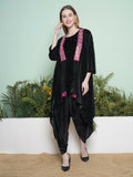 Joban Fashion Black Dhoti Salwaar with Inner and Hand Embellished Jacket