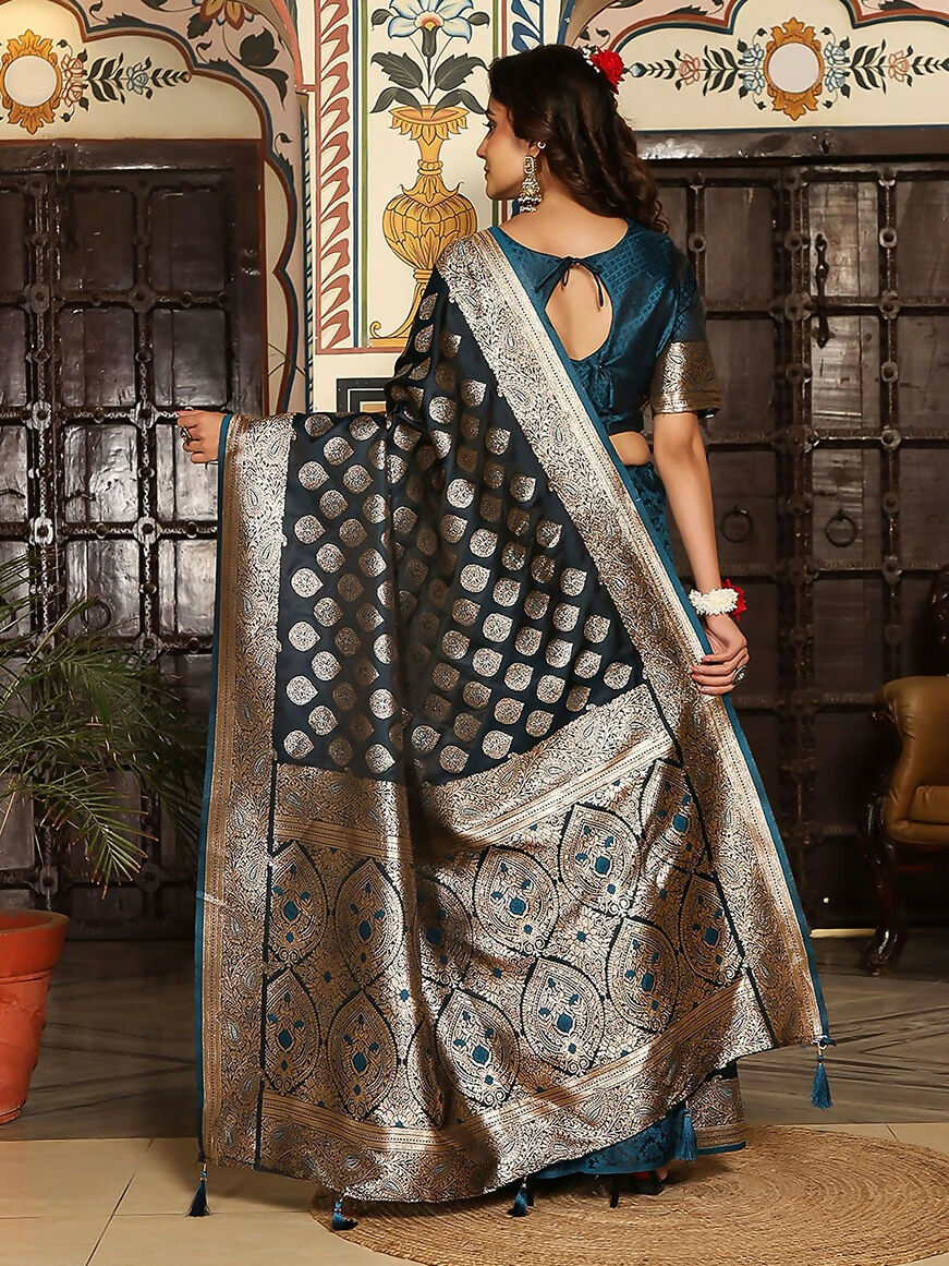 Shree Shyam Fashion Teal Silk Saree