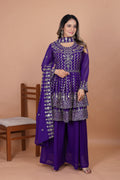 Lehenga Mart Designer Georgette Sharara Suit Dupatta for Women - Blue
