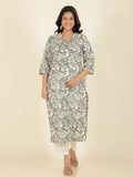 Aramya Straight Soft Cotton Floral Print Women's Kurta - Off White