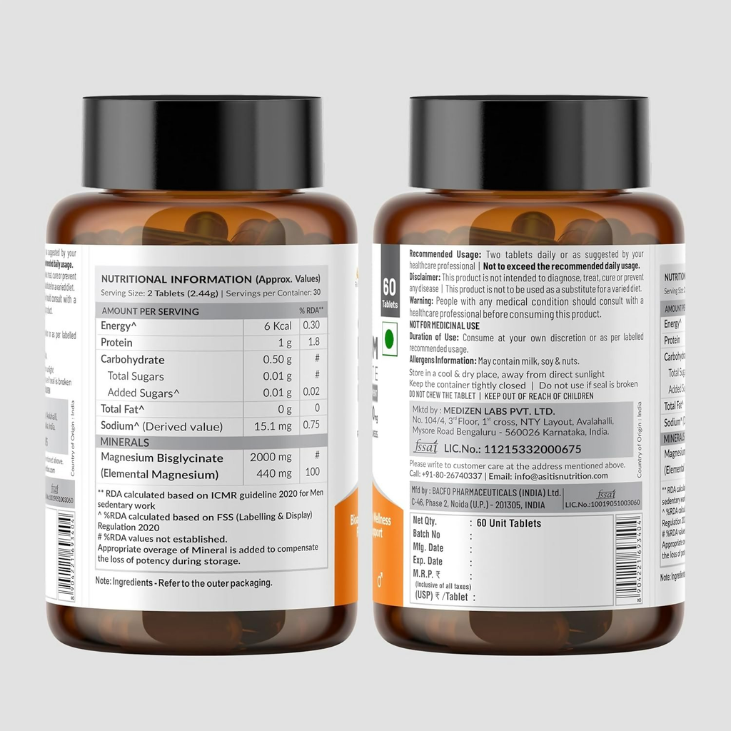 As-It-Is Atom Magnesium Bisglycinate Chelated Veg Tablets