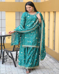 Lehenga Mart Designer Chinon Suit With Sequence Embroidered Work - Green