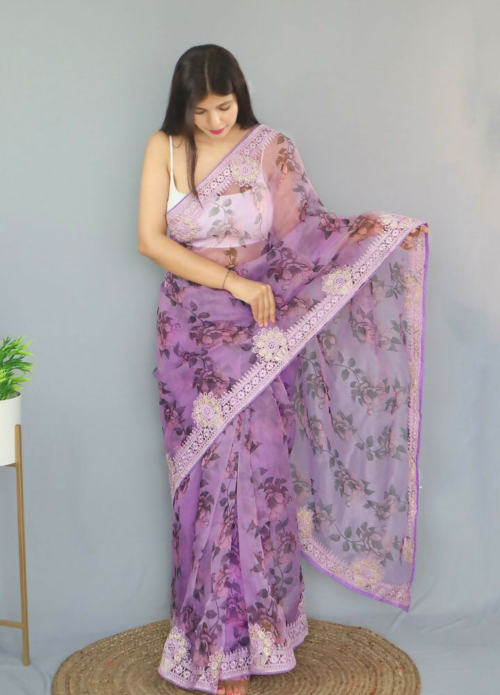 Vamsee Man Mohini Purple Organza Saree