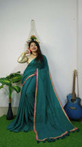 Exclusive Collection Beautiful Khadi Cotton Handloom Saree With Beautiful Zari Border - Green