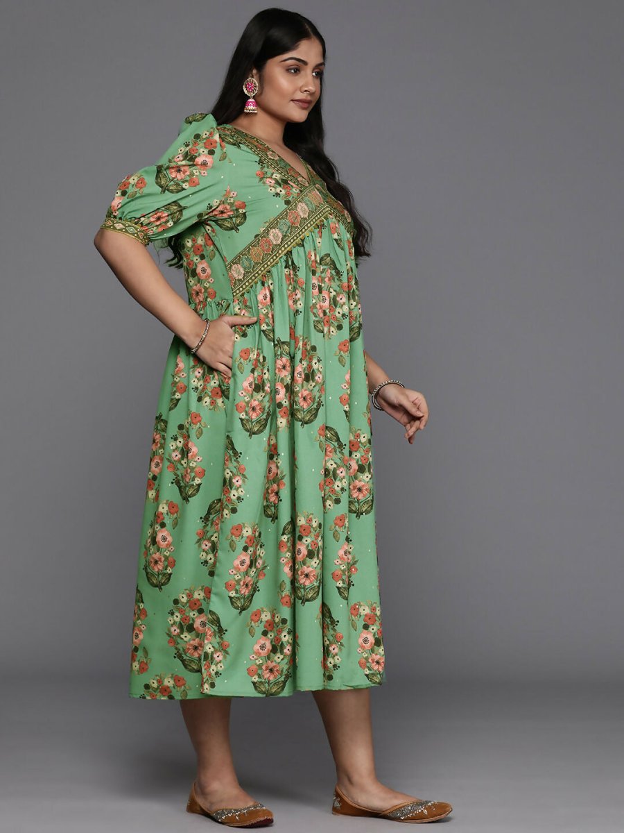 Ahalyaa Women's Traditional wear Ethnic Dress - Green