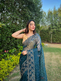 Vamsee Aaisa Blue Organza Saree