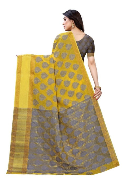 Vamika Yellow Jari Work Cotton Silk Saree (RIDHIMA YELLOW)
