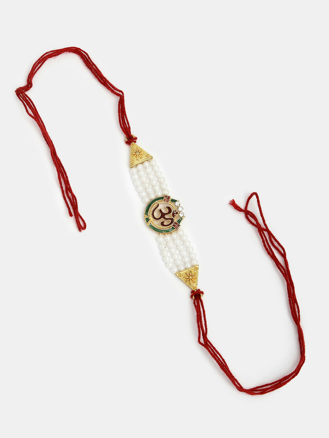 NVR Women & Men Set of 2 White Pearl Bhaiya Bhabhi Rakhi With Roli Chawal & Chocolate