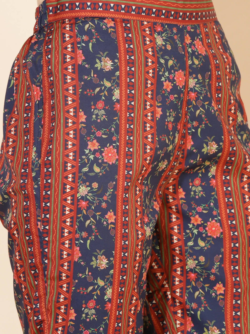 Janasya Women's Blue Crepe Digital Floral Printed Festive A-line Co-ords