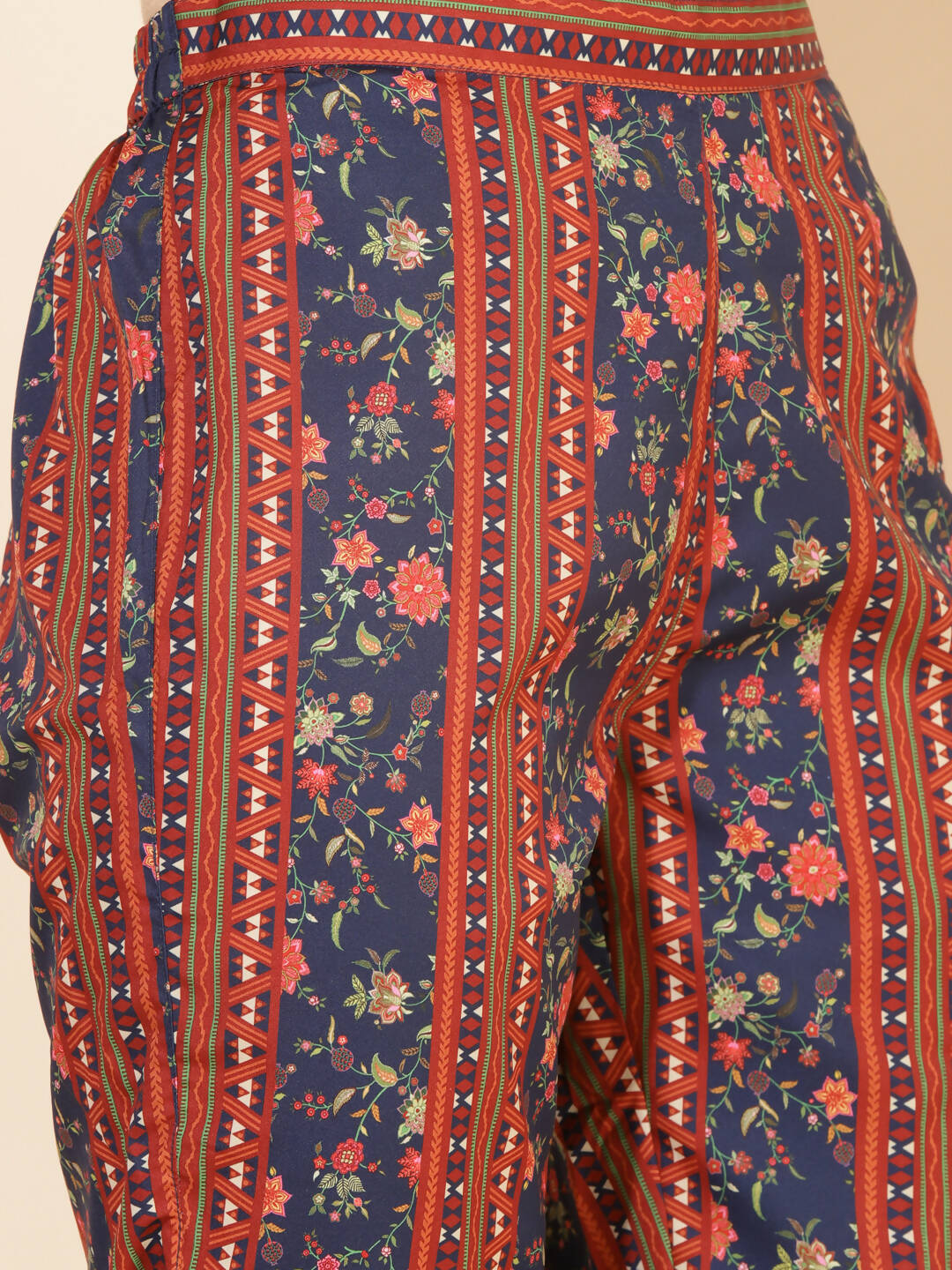Janasya Women's Blue Crepe Digital Floral Printed Festive A-line Co-ords