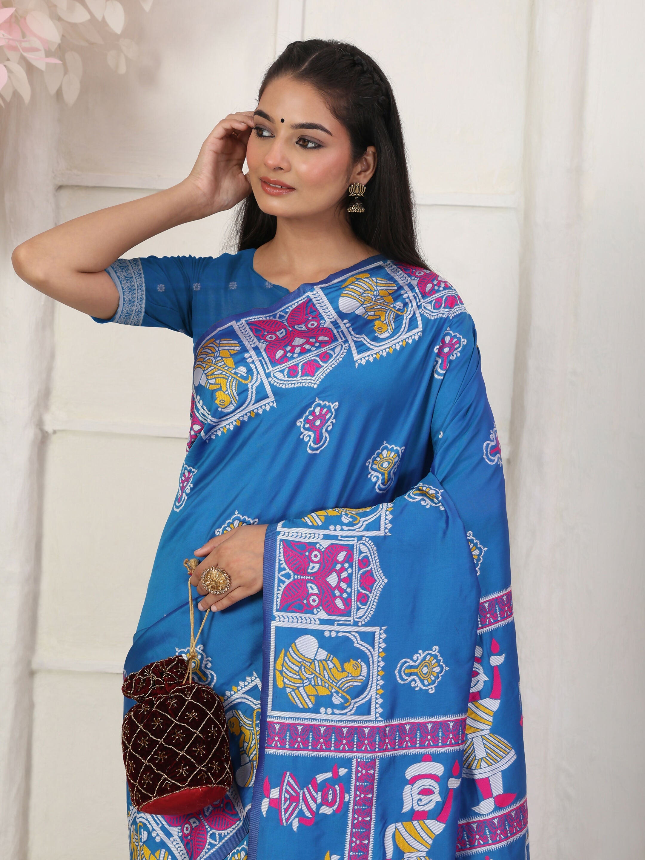 Shree Shyam Fashion Silk Blend Blue Saree