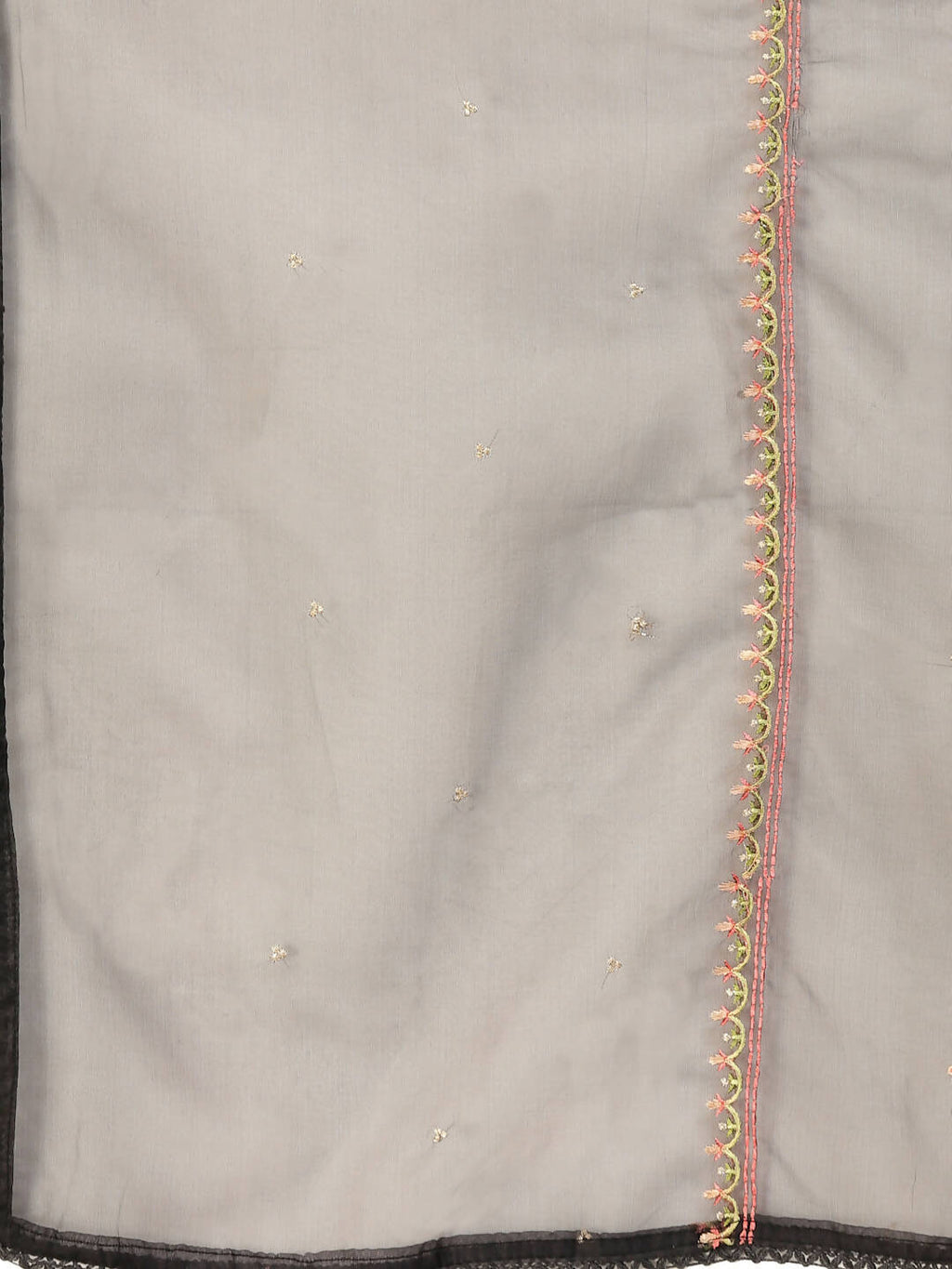 Black Embroidered Chinon Straight Kurta With Trouser & Dupatta - Salimar