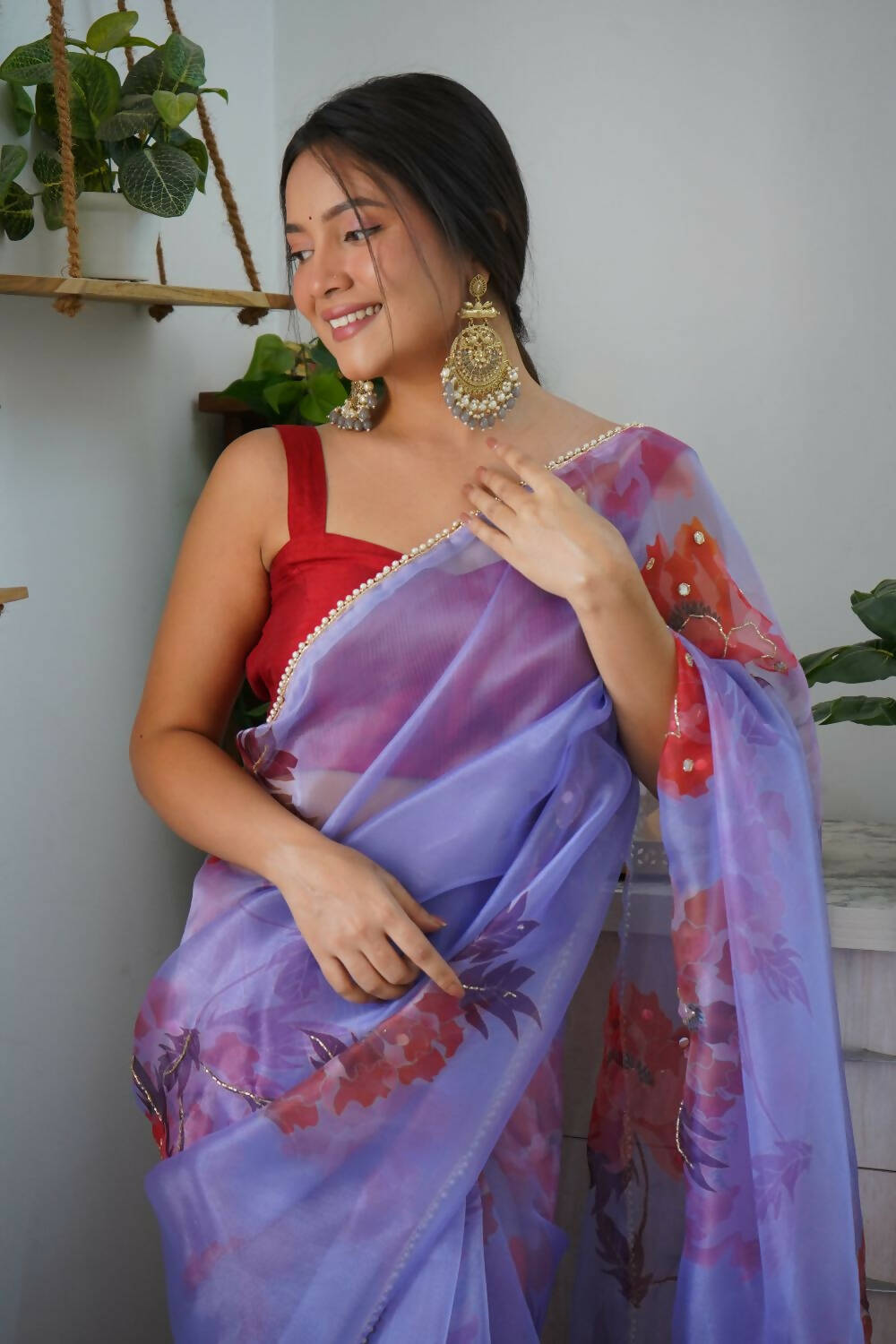 Vamsee Blue Organza Saree
